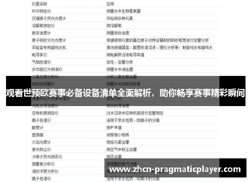 观看世预欧赛事必备设备清单全面解析，助你畅享赛事精彩瞬间